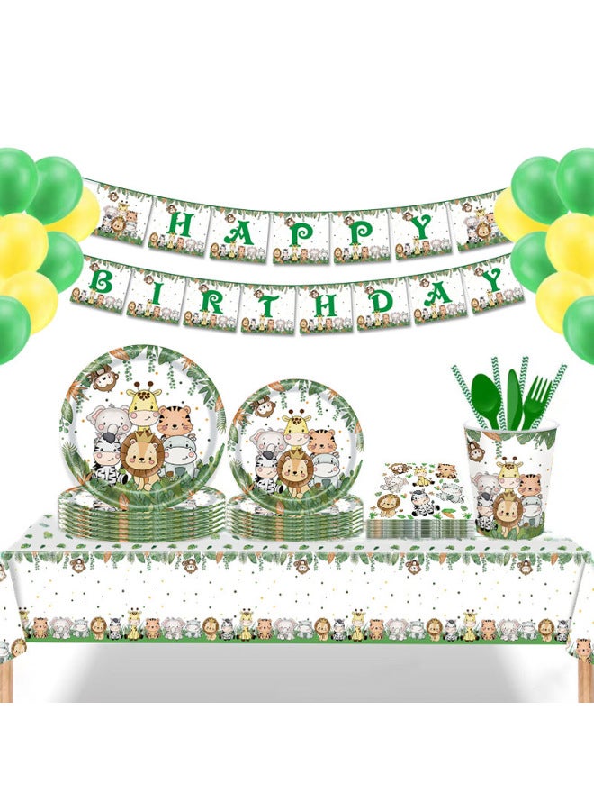 Jungle Zoo Theme Tablecloth Forest Lion Children's Birthday Decoration Disposable Party Supplies Tableware - Image 3