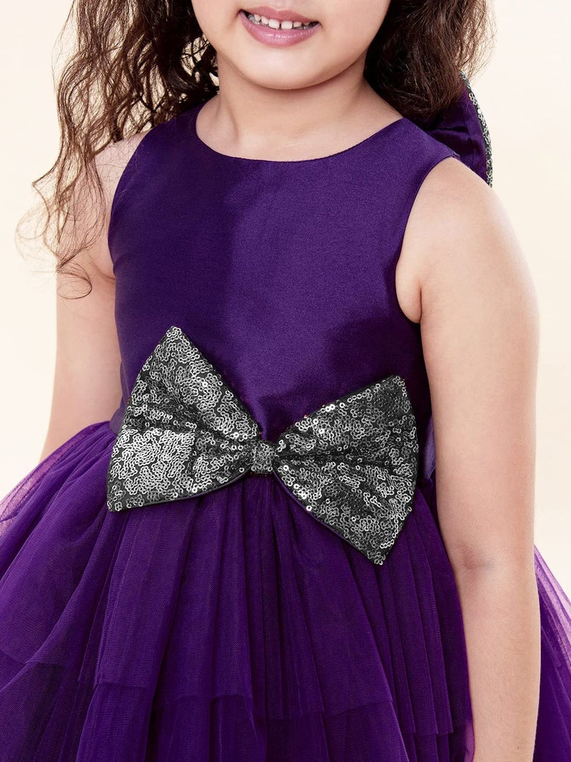 A.T.U.N. (ALL THINGS UBER NICE) A.T.U.N. All Things Uber nice Polyester Fit and Flare Special Occasion Dress (GDRS KYH AMS_Amethyst-Silver_3-4 Years) - Image 3