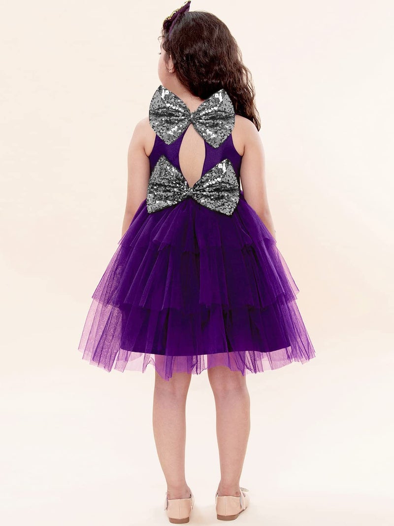A.T.U.N. (ALL THINGS UBER NICE) A.T.U.N. All Things Uber nice Polyester Fit and Flare Special Occasion Dress (GDRS KYH AMS_Amethyst-Silver_3-4 Years) - Image 2