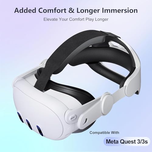 Saqico Head Strap for Meta Oculus Quest 3S/ Quest 3, Pressure-Free Elite Strap Accessories Replacement, Adjustable Headband Soft Cushion VR Headset Enhanced Comfort & Balanced Fit for Longer Immersion - Image 2