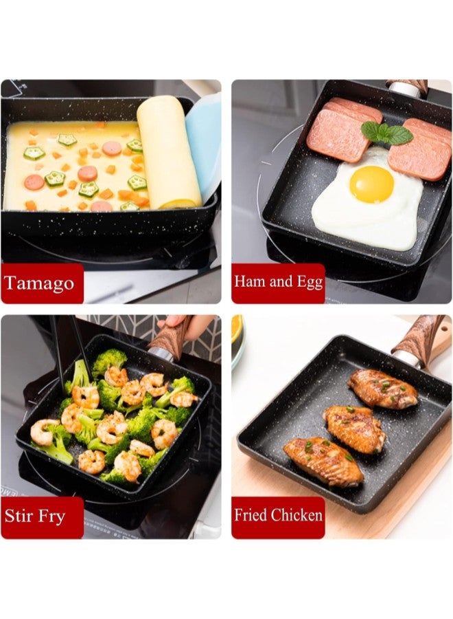 silvercnc Japanese Omelette Pan, Nonstick Tamagoyaki Pancake Egg Small Frying Pan for Induction Cooker Gas Stove, 14.0 x 5.1inch  - Image 2