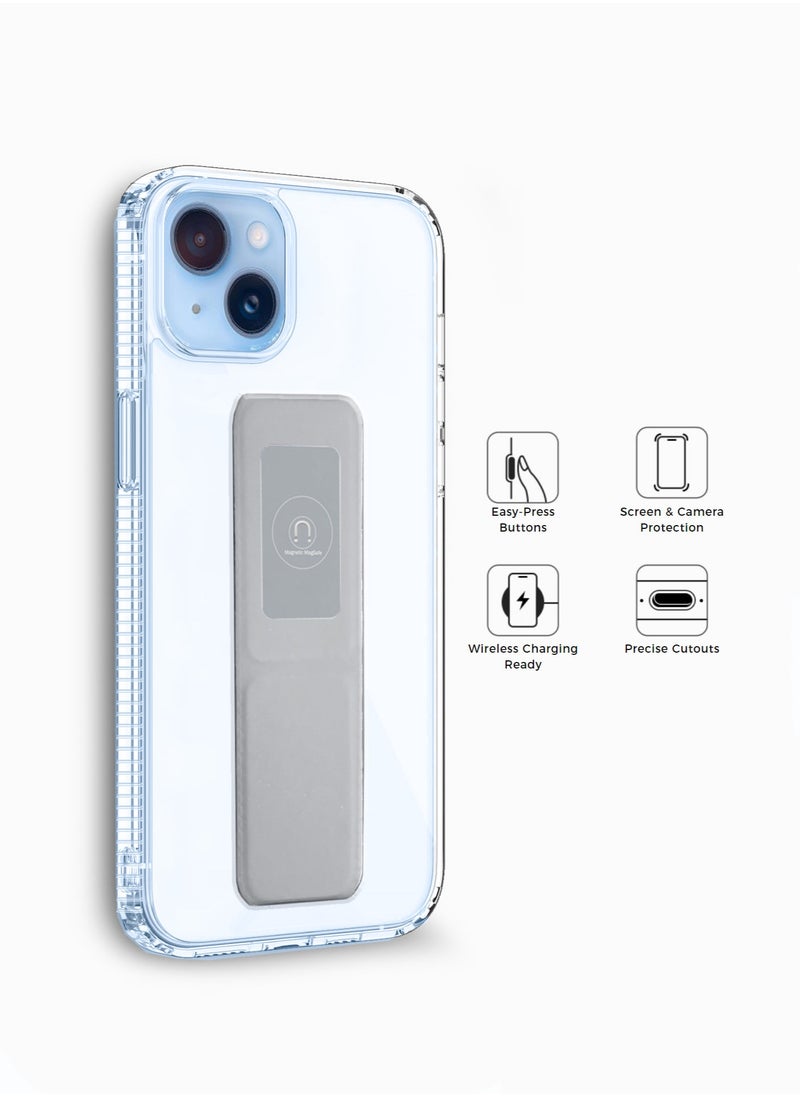 Wtech - TPU Hand Grip Air Pillow Case Cover For Apple iPhone 15 Plus 2023 Clear/Grey - Image 1