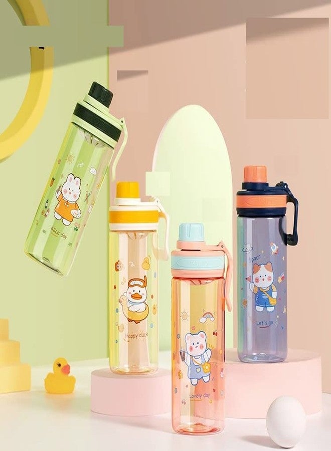 TEMSON Cartoon Water Bottle for Kids, 550 ml BPA Free Kids Water Bottle - Anti-Leak Cartoon Kids Water Bottle for Boys/Girls (FQ-3135-2) (White) - Image 4
