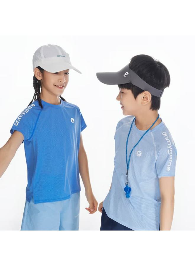 Onmygame Children's T-shirt, High Elasticity Breathable Boys' Short-sleeve Sportswear Girls', Ice Gray, Size 110
