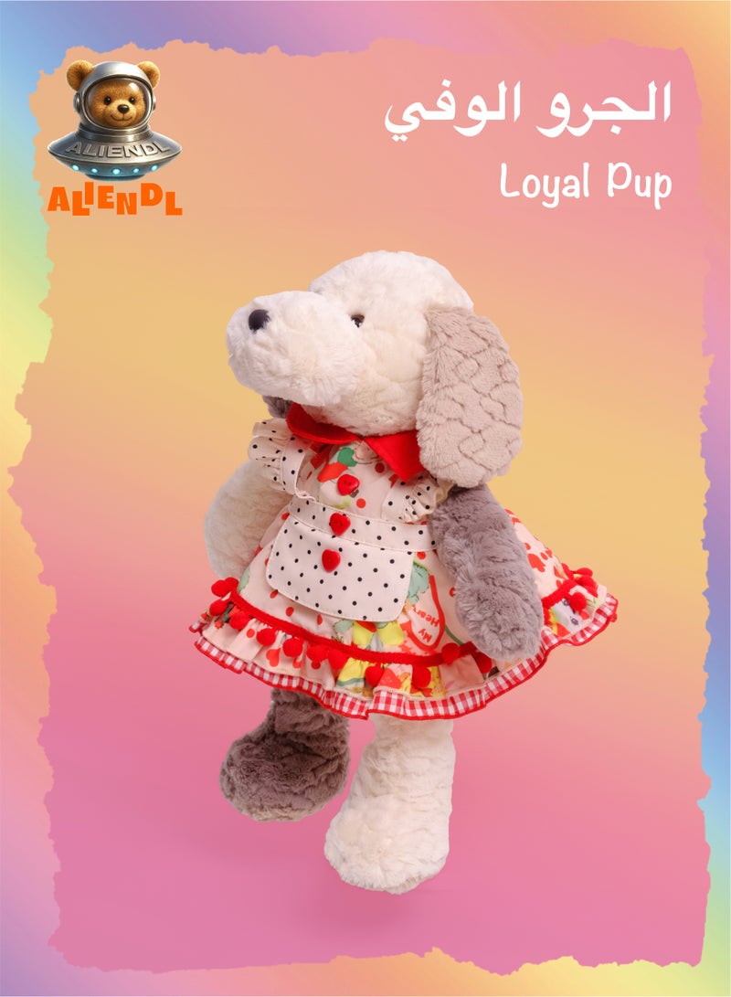 ALIENDL Loyal Pup – Plush Dog Stuffed Animal Toy for Baby Kids, Soft Cute Dog Dress Doll Gift Set with Removable Clothes & Pouch, Lovely Gift for Kids, Girls, Friends & Couples - Image 1