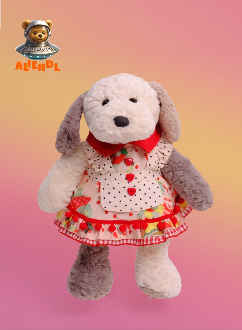 ALIENDL Loyal Pup – Plush Dog Stuffed Animal Toy for Baby Kids, Soft Cute Dog Dress Doll Gift Set with Removable Clothes & Pouch, Lovely Gift for Kids, Girls, Friends & Couples - Image 2