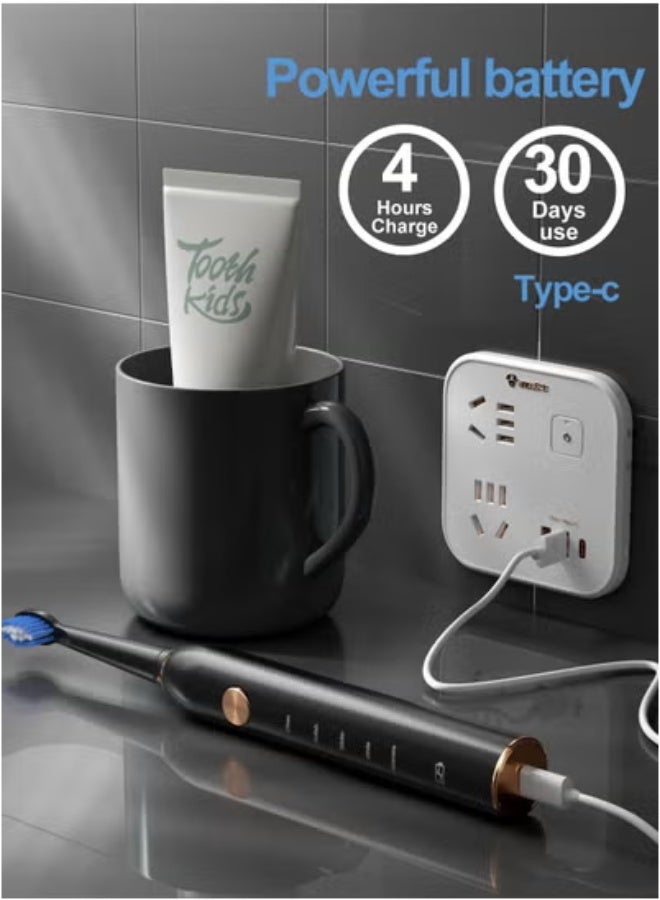 General Sonic Electric Toothbrush for Adults, IPX7 Waterproof Sonicare 40000VPM, Fast Charge Long Last with Intelligent Time Reminder 5 Optional Modes Dupont Brush Heads, Black  - Image 5