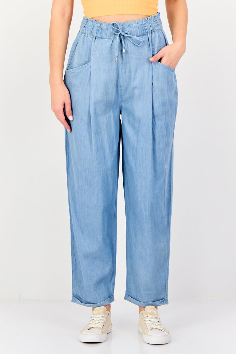 ONLY JDY By Only Women Regular Fit Washed Straight Leg Pants, Light Blue - Image 1