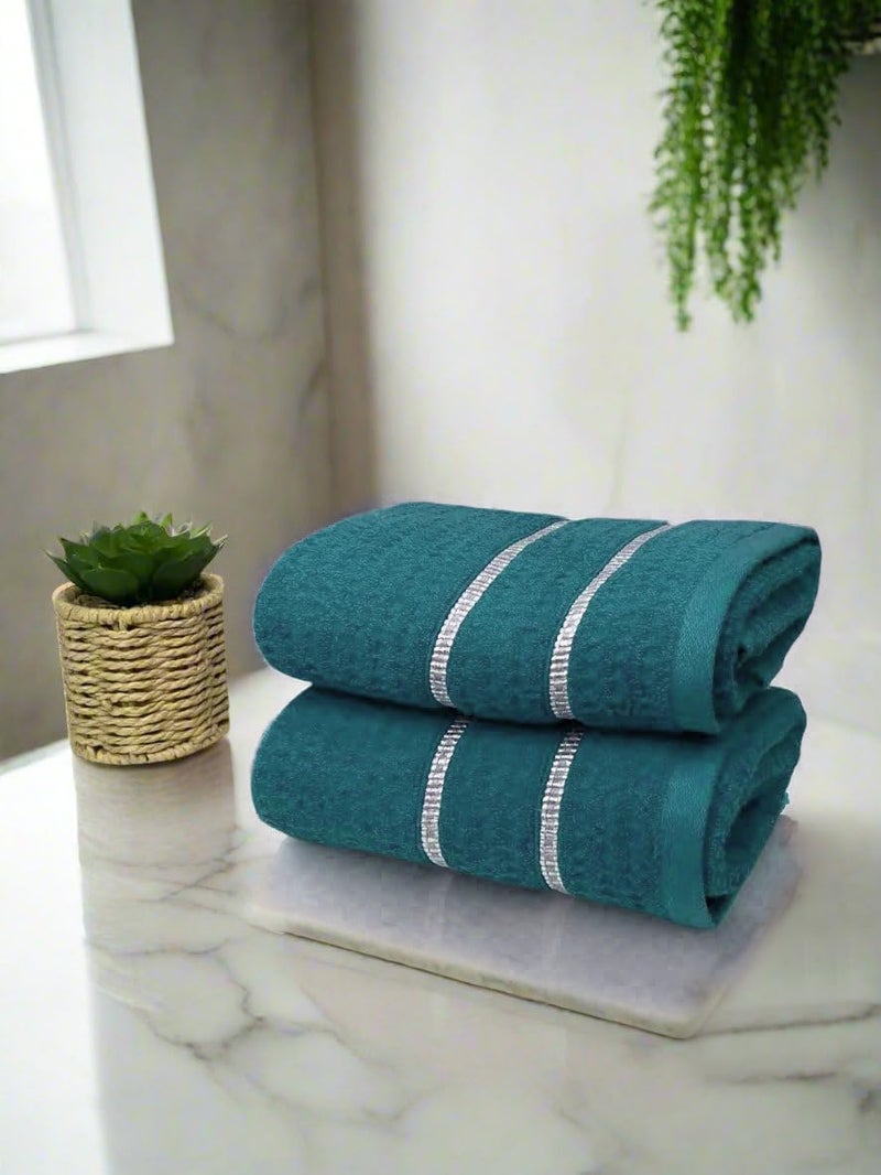 BIANCA Extra Plush Turkish Terry Towels -2pc Hand Towel Set (Mint-Tea) | 480 GSM l 100% Cotton Towel | Hand Towel, Gym Towel for Men Workout Solid-Teal - Image 1