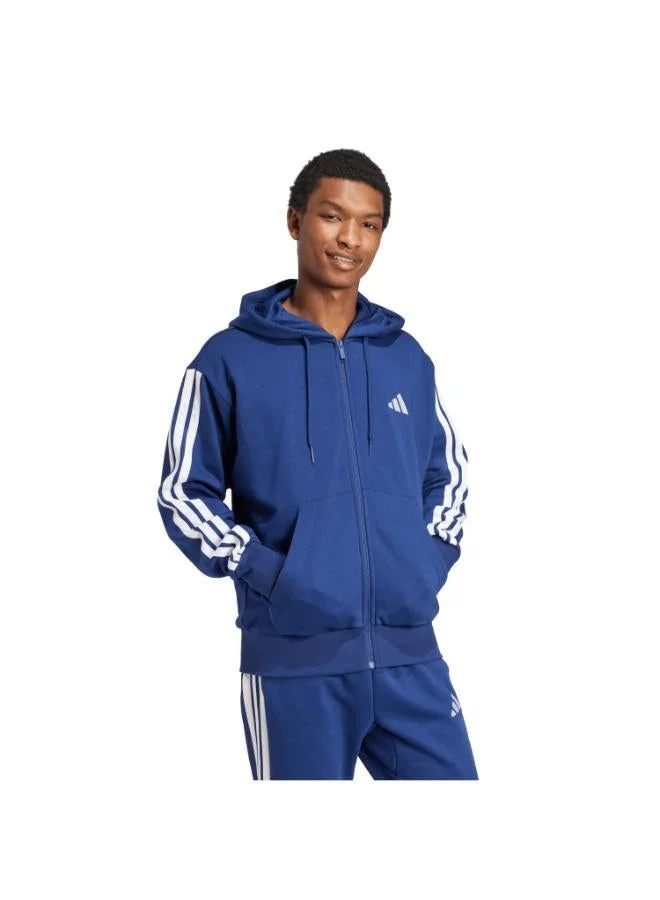 Adidas DKBLUE/WHITE Essentials 3-Stripes Fleece Hoodie for Men | Best Price UAE