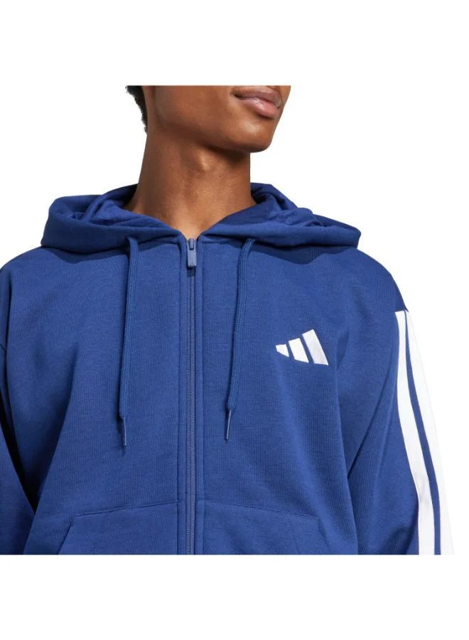 Adidas DKBLUE/WHITE Essentials 3-Stripes Fleece Hoodie for Men | Best Price UAE