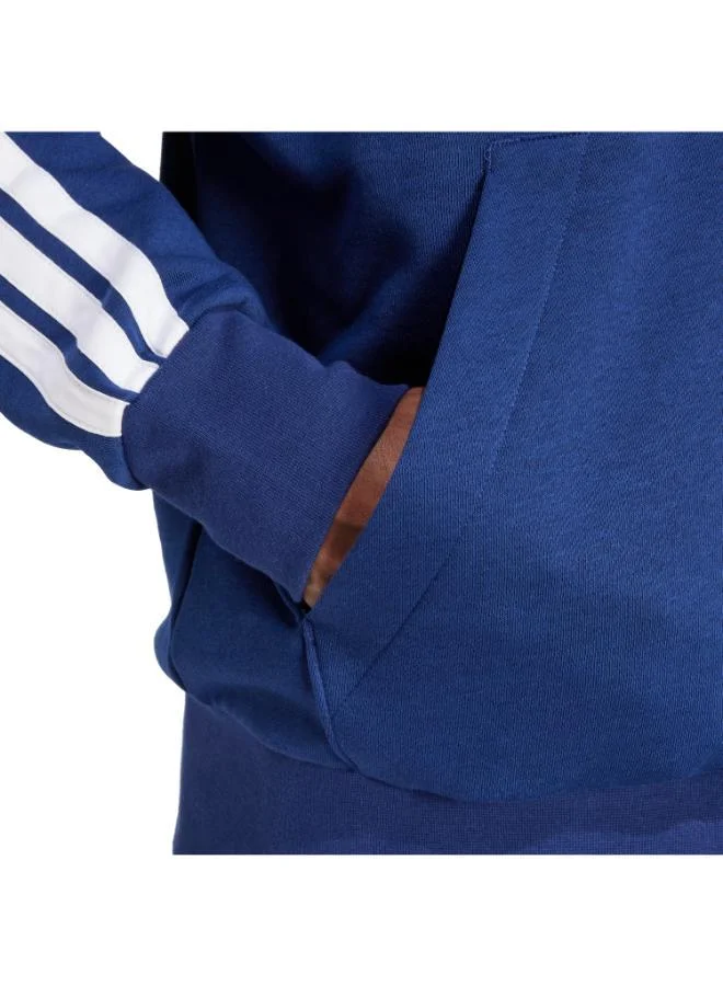 Adidas DKBLUE/WHITE Essentials 3-Stripes Fleece Hoodie for Men | Best Price UAE