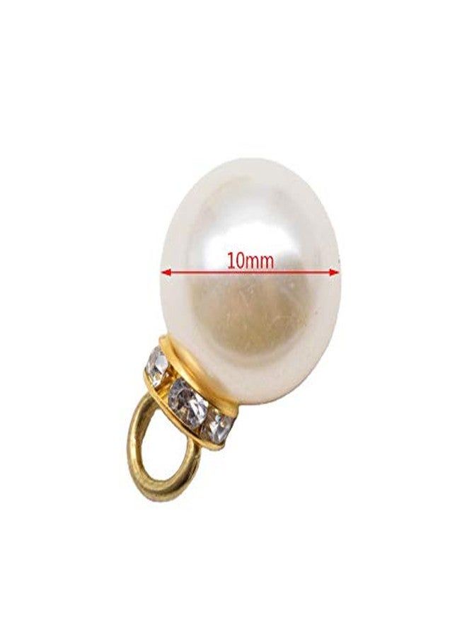 SUKPSY 50 Pcs Inlaid Rhinestone Imitation Pearl Beads 10 mm Faux Pearl Pendant Accessories for Clothes, Hair Accessories, Earrings, Bracelets DIY Craft Making - Image 5