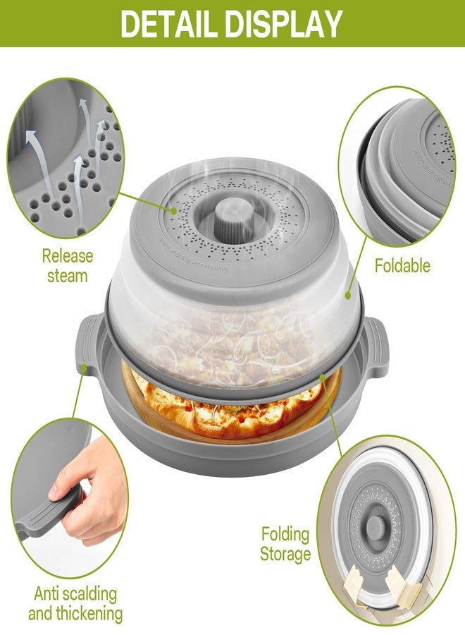Saebume Microwave Food Splatter Cover & Base Mat,Large Plastic & Silicone Vented Collapsible Guard Lid, Plate Holder & Kitchen Colander for Meal Prep-10.6 Inch - Image 5