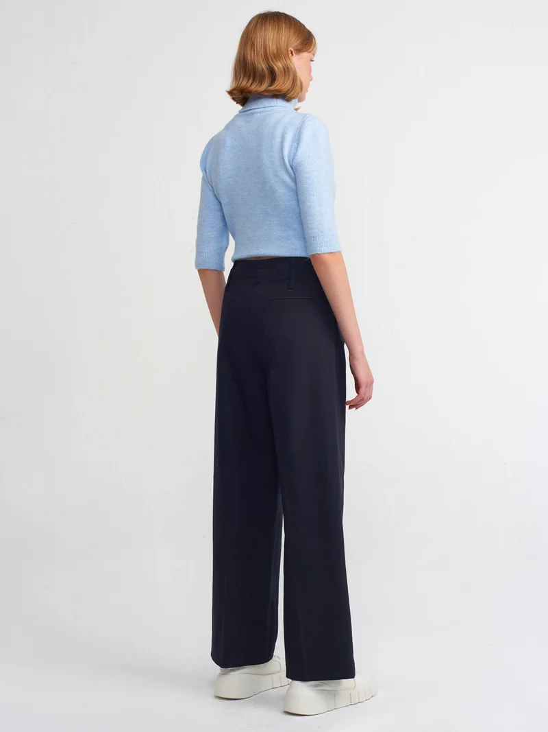 Dilvin 71210 Dad Fit Classic Trousers-Navy Blue
