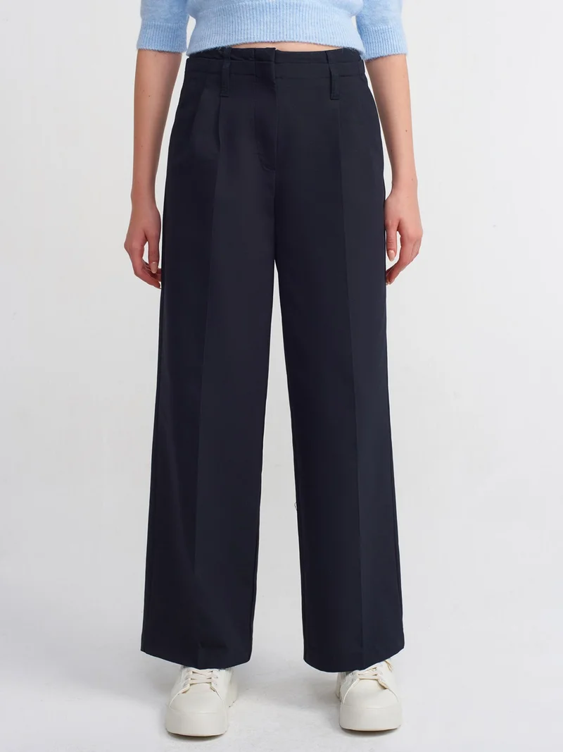 Dilvin 71210 Dad Fit Classic Trousers-Navy Blue