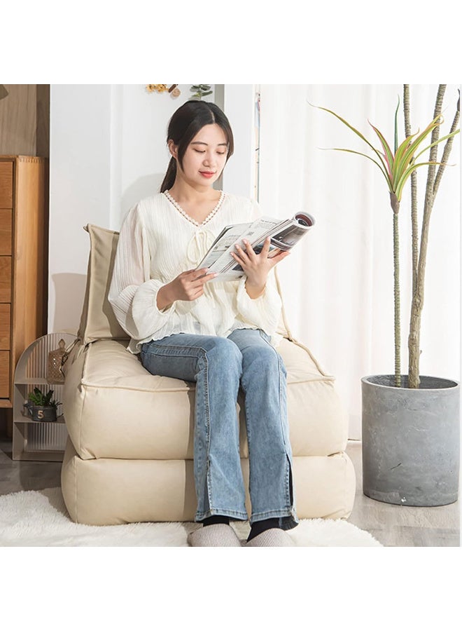 Harmony Home Bean Bag Lounger – Soft & Comfortable Folding Recliner Sofa, Lazy Couch for Living Room, Bedroom & Lounge (Beige) - Image 2