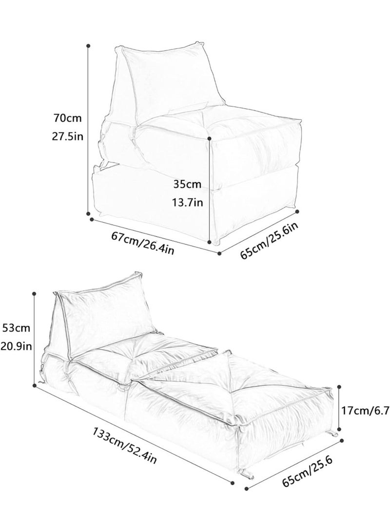 Harmony Home Bean Bag Lounger – Soft & Comfortable Folding Recliner Sofa, Lazy Couch for Living Room, Bedroom & Lounge (Beige) - Image 3