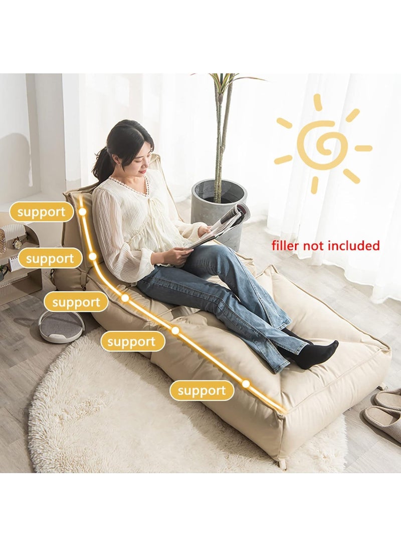 Harmony Home Bean Bag Lounger – Soft & Comfortable Folding Recliner Sofa, Lazy Couch for Living Room, Bedroom & Lounge (Beige) - Image 4