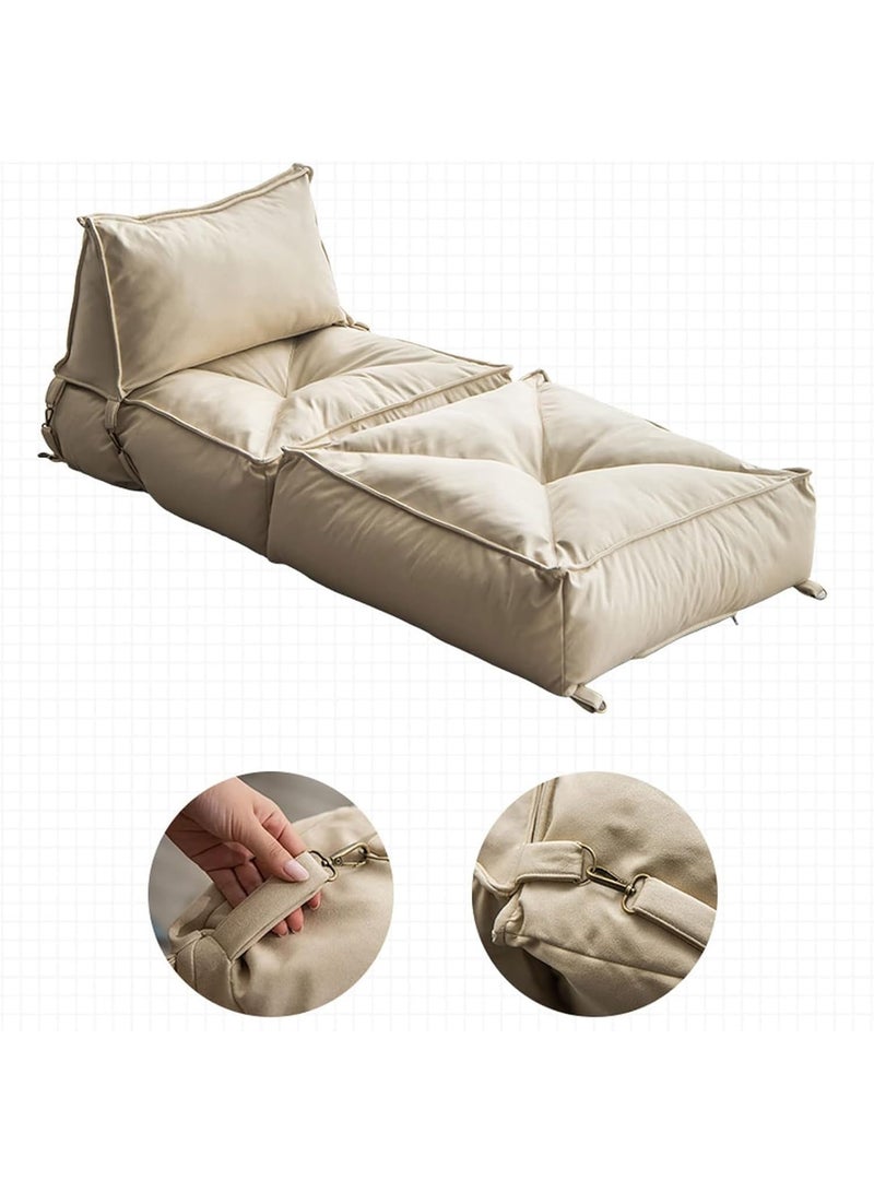 Harmony Home Bean Bag Lounger – Soft & Comfortable Folding Recliner Sofa, Lazy Couch for Living Room, Bedroom & Lounge (Beige) - Image 5