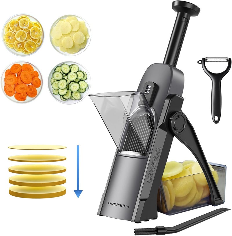 SupMaKin Safe Mandoline Slicer for Kitchen, Potato Slicer for Chips, Vegetable & Food Cutter,Thickness Adjustable 0.1-8 mm, Kitchen Faster Slice Artifact (Only Slicer) - Image 1