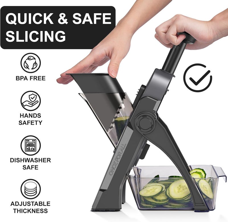 SupMaKin Safe Mandoline Slicer for Kitchen, Potato Slicer for Chips, Vegetable & Food Cutter,Thickness Adjustable 0.1-8 mm, Kitchen Faster Slice Artifact (Only Slicer) - Image 5