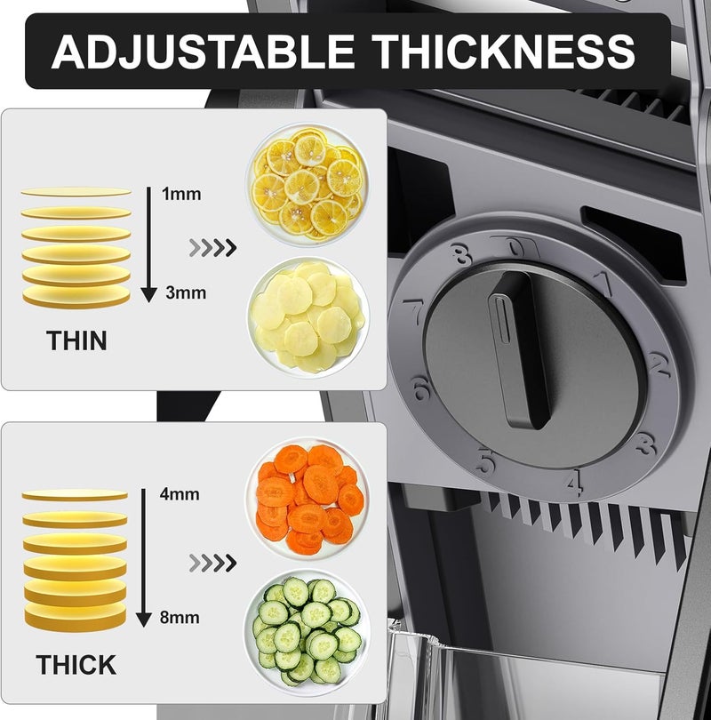 SupMaKin Safe Mandoline Slicer for Kitchen, Potato Slicer for Chips, Vegetable & Food Cutter,Thickness Adjustable 0.1-8 mm, Kitchen Faster Slice Artifact (Only Slicer) - Image 3