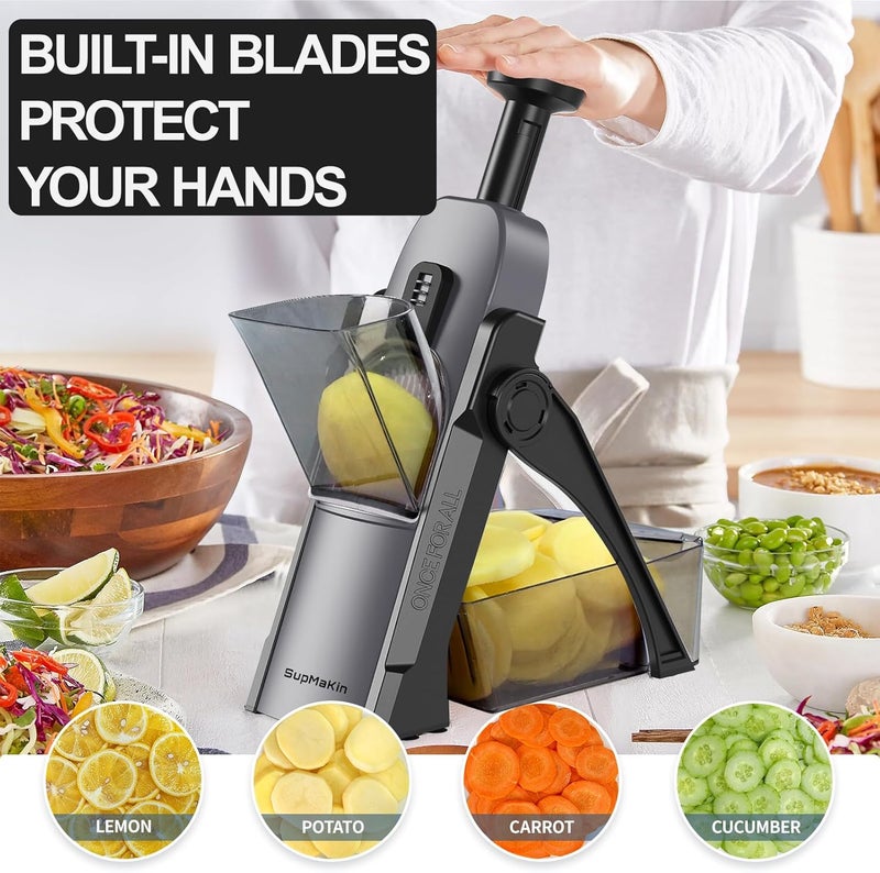 SupMaKin Safe Mandoline Slicer for Kitchen, Potato Slicer for Chips, Vegetable & Food Cutter,Thickness Adjustable 0.1-8 mm, Kitchen Faster Slice Artifact (Only Slicer) - Image 2