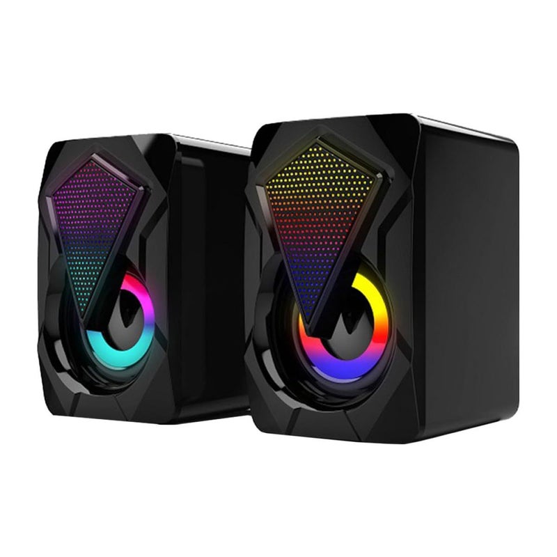 Luxshiny USB Computer Speakers 1 Pair Portable Multimedia Soundbar for Home Office Gaming LED Lights - Image 2