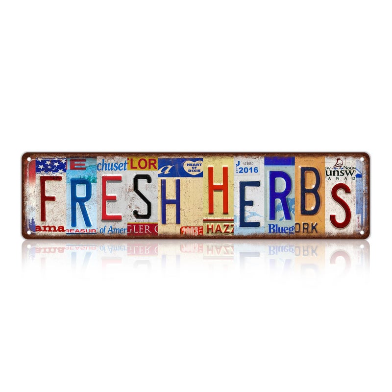 MTsigns Vintage Fresh Herbs Metal Tin Signs Street Signs Home Wall Decor 16 x 4 Inches - Image 1