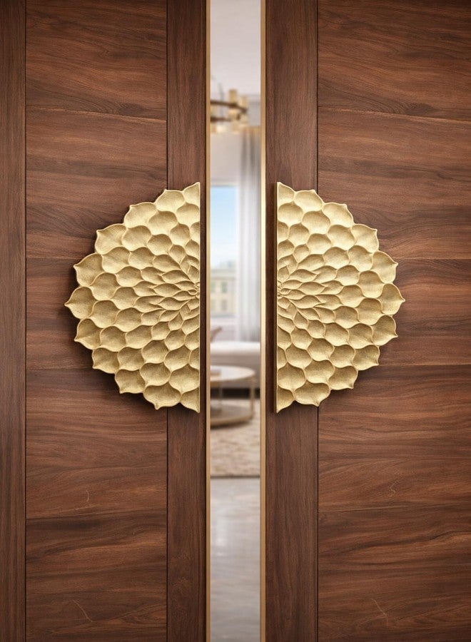 BE SECURE Round 8" Brass Main Door Handle | Door Handles for Main Door | Pull Handles for All The Doors of House | Office | Hotels | BSDH- Shine (Pack of 1 Pair, Brass Antique Finish) - Image 1