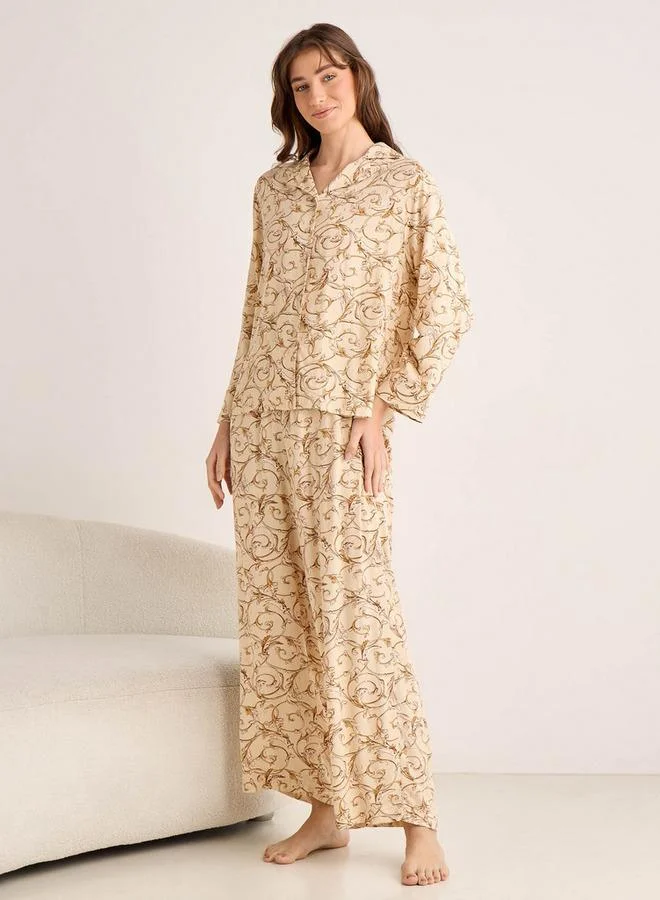 سبلاش فيڤ Pyjama Set Button-Down Shirt & Trousers Viscose