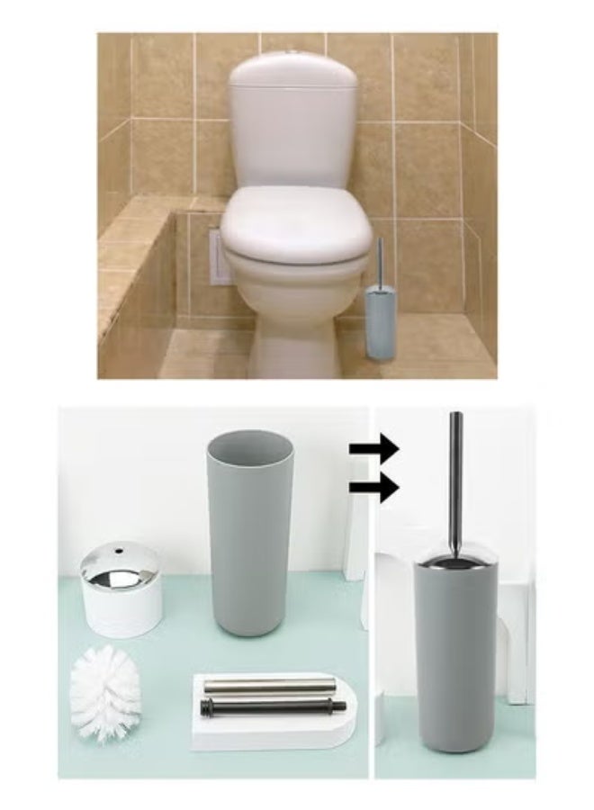 DUNISO 6 pieces of Bathroom accessories set,plastic toiletries gift set, bathroom storage set, with lotion bottle, toothbrush holder, mouthwash cup, soap dish, toilet brush, trash can - Image 5