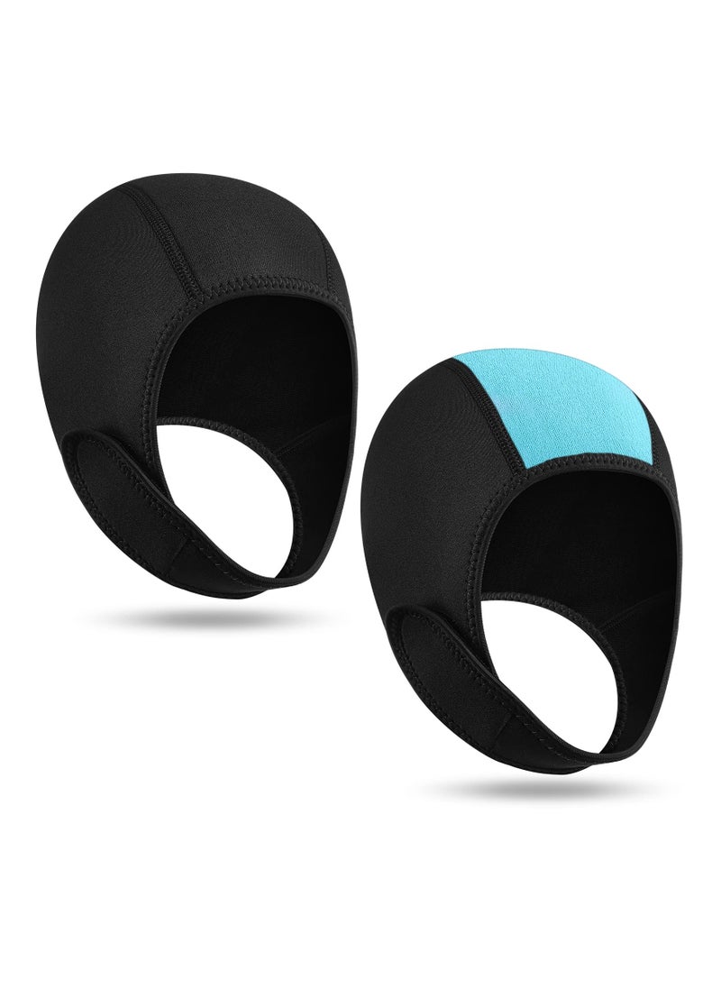 SYOSI Neoprene Diving Hood Thermal, 2 Pcs 2.5mm Wetsuit Hood Cap Swim Caps with Chin Straps Snorkeling Neoprene Surf Beanie, for Men Women Sailing Water Sports  - Image 1