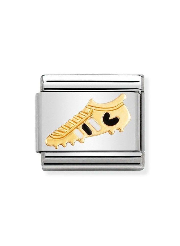 Luxuria Charm Italian bracelets, classic black football boot charm in yellow gold, black football boot charm - Image 2