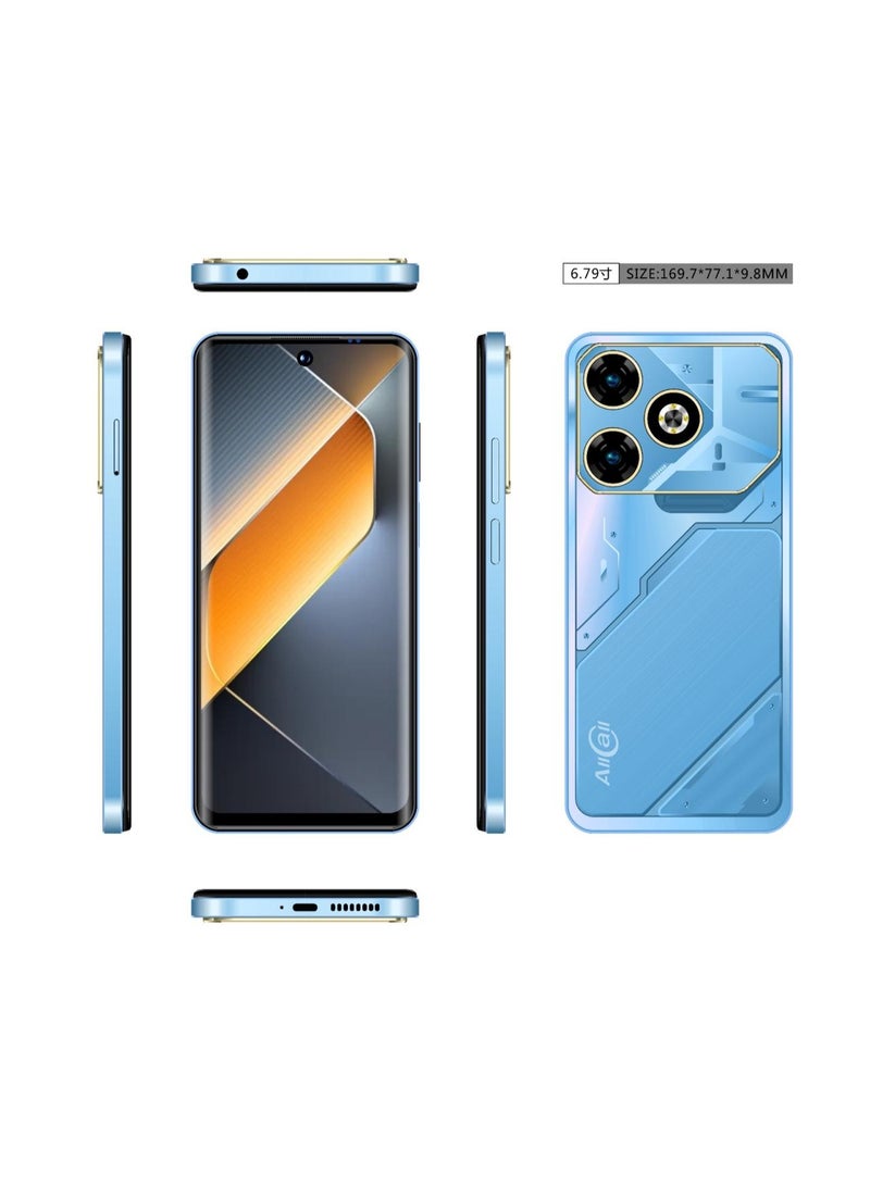 AllCall HERO 60 MAX - ذاكرة الوصول العشوائي: (4+16) 20 جيجابايت + ذاكرة القراءة فقط: 128 جيجابايت، شاشة 6.8 بوصة 720*1640 IPS HD+، بطارية 5160 مللي أمبير، أزرق فاتح