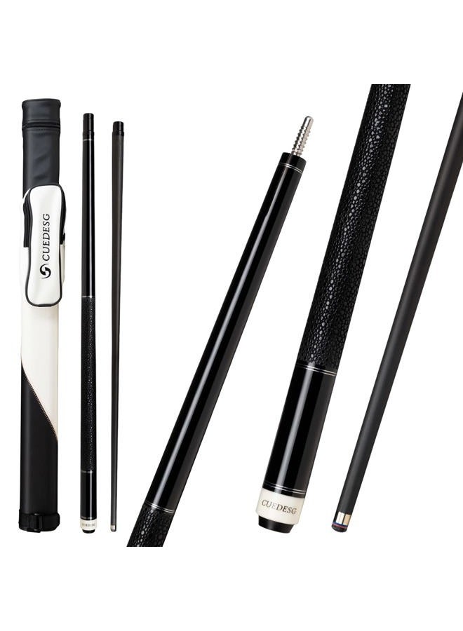 CUEDESG Carbon Fiber Pool Cue Stick 10.5mm/11.8mm/12.5mm,Low Deflection Pool Stick,Professional Cue Stick with Case… (Black_Linen Wrap_11.8mm) - Image 1