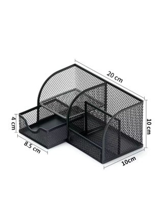 Metal Mesh Desk Organizer with Drawer Multi Compartment Stationery Holder Office Storage Box Pen Holder Pencil Holder Table organizer for Stationery Pen Pencil Paper Clips Glue Scissors Notepad and Sticky Notes Organizer Desktop Tray Caddy for Home Office School Classroom Drawer Organizer for Desk Supplies Study table organizer Kids Desktop Organizer Home Office Accessories Study Table Supplies - view 4