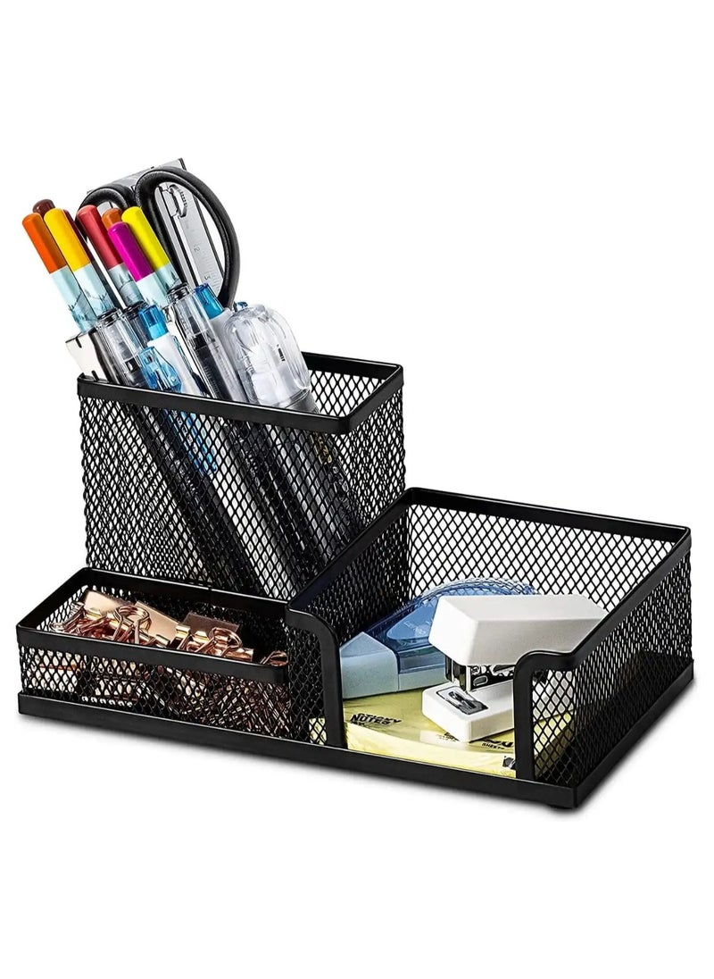 VIO Mesh Organizer for Desk Accessories Office Supplies Study Desk Drawer Caddy for Pens Pencils Post Its Clips Scissors Glue for Kids Home Office Classroom School Black  - Image 1