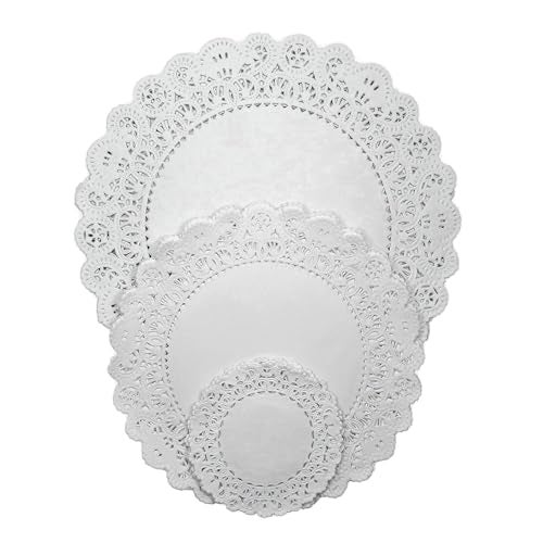 Regency Wraps Paper Lace Doilies, 4'', 8'', 10'' Round Pack of 36 (Combo) for Decorative Table Display of Cakes, Desserts, Appetizers for Weddings and Parties, White - Image 1