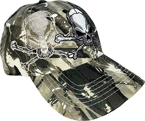 AborenCo Skull & Crossbones Cap w/Shadow, Adjustable 3D Embroidery Baseball Cap Hat (Camo) - Image 2