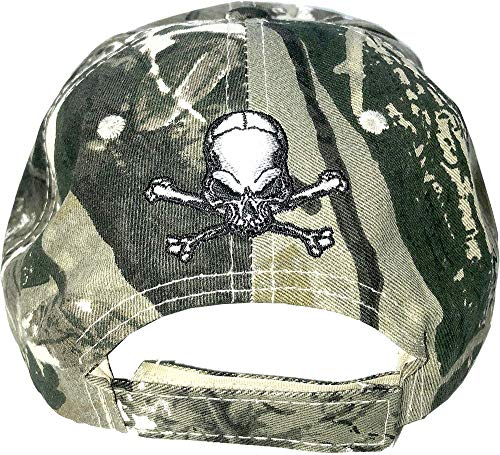 AborenCo Skull & Crossbones Cap w/Shadow, Adjustable 3D Embroidery Baseball Cap Hat (Camo) - Image 3