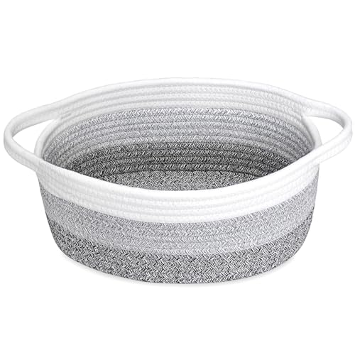 ABenkle Small Woven Baskets 12x8x5 Rope Baby Toy Storage Basket with Handle Durable Gift Basket Empty for Graduation Easter Christmas - Image 1