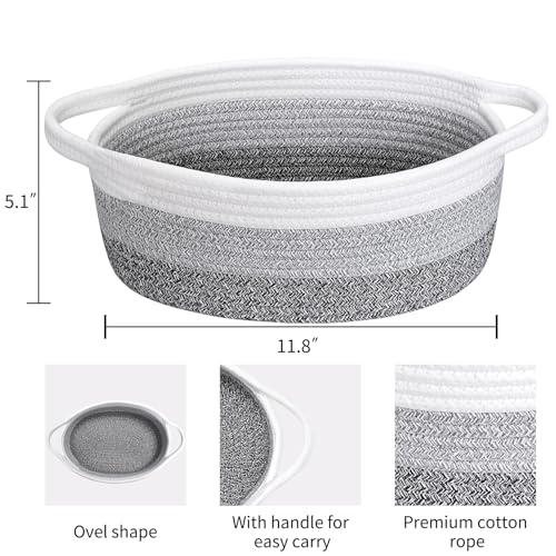 ABenkle Small Woven Baskets 12x8x5 Rope Baby Toy Storage Basket with Handle Durable Gift Basket Empty for Graduation Easter Christmas - Image 3