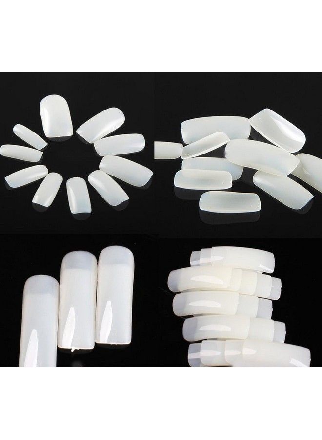 FOK Set Of 100Pc Professional/Personal Reusable French Long Acrylic False Fake Nails White Color Diy Decoration Artificial White Nailart Tip Accessory With Set Of 10Pc Nailart Tape Diy Decoration - Image 4