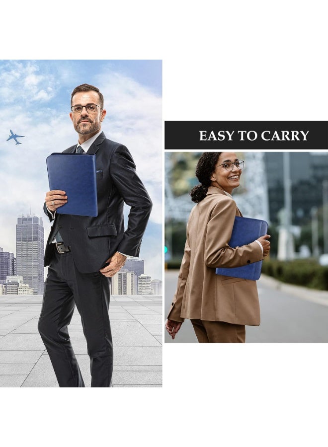 ProCase A4 Writing Case PU Faux Leather Conference Folder Portfolio with Zip Clipboard Notepad Business Document Folder Lightweight Durable Material Navy - Image 3