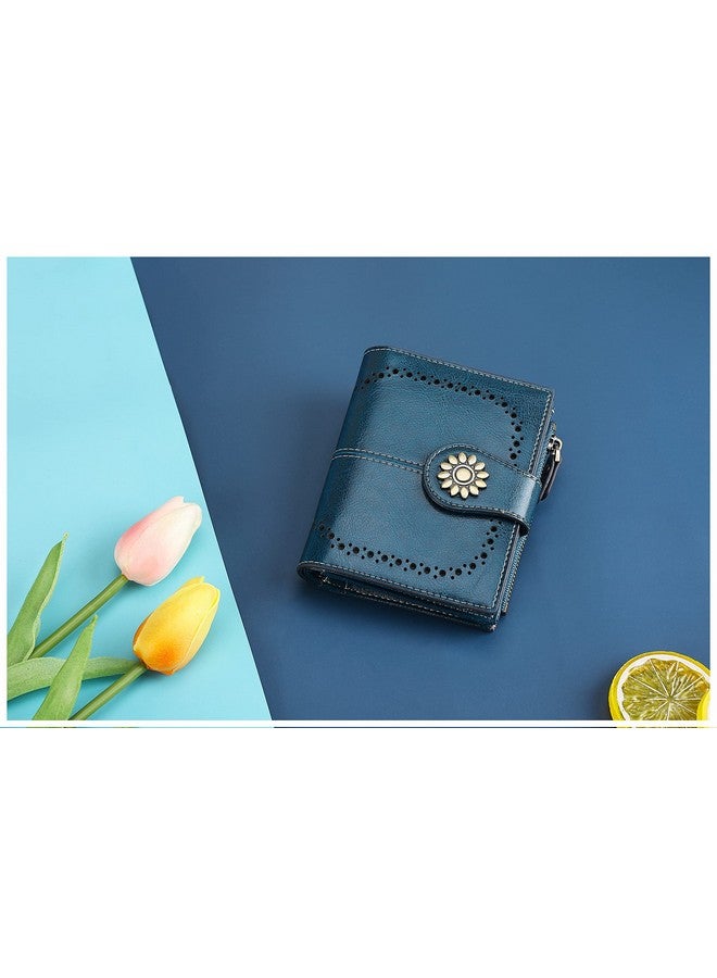 Lavemi Womens Leather Wallet Small Compact Rfid Blocking Credit Card Case Purse With Zipper Pocket(Peacock Green) - Image 5