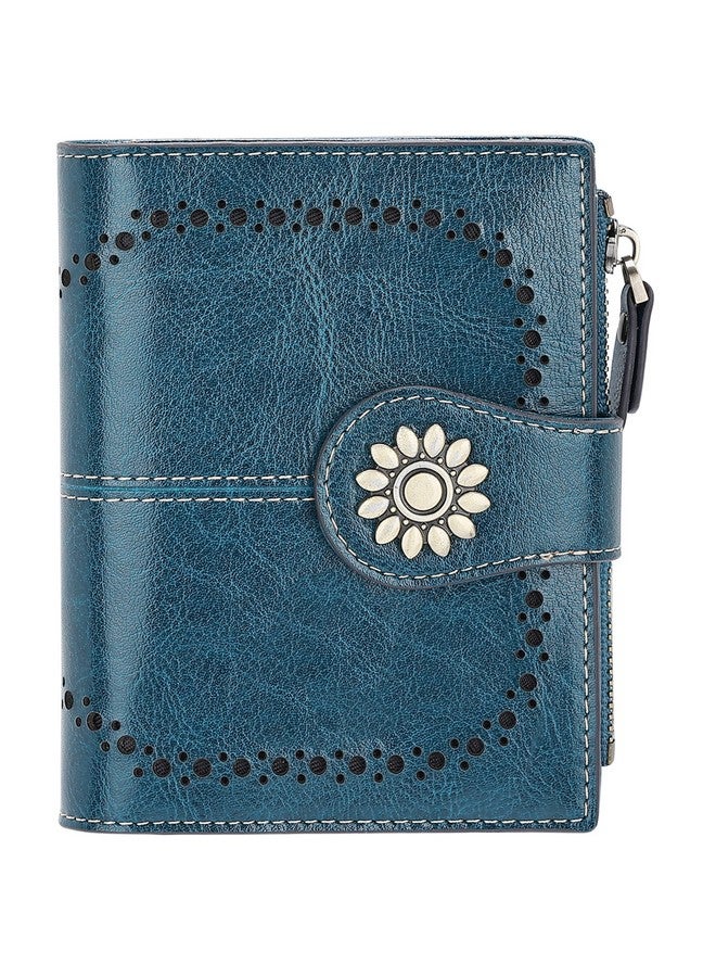 Lavemi Womens Leather Wallet Small Compact Rfid Blocking Credit Card Case Purse With Zipper Pocket(Peacock Green) - Image 1