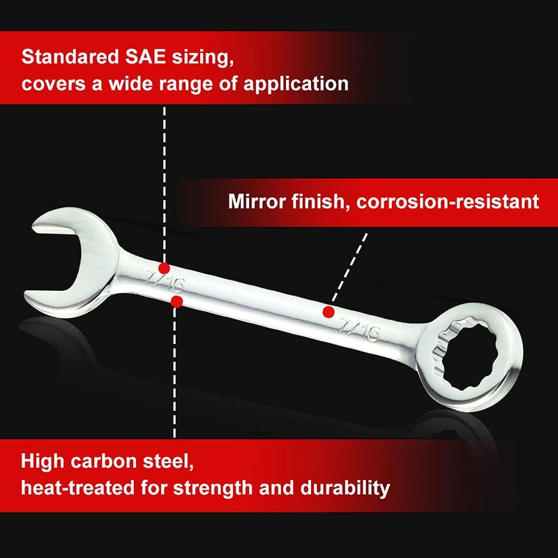 SPEEDWOX Mini SAE Wrench Set, 10-Piece, Open/Box End, Made of High Carbon Steel, Heat Treated for Strength and Durability - Image 2