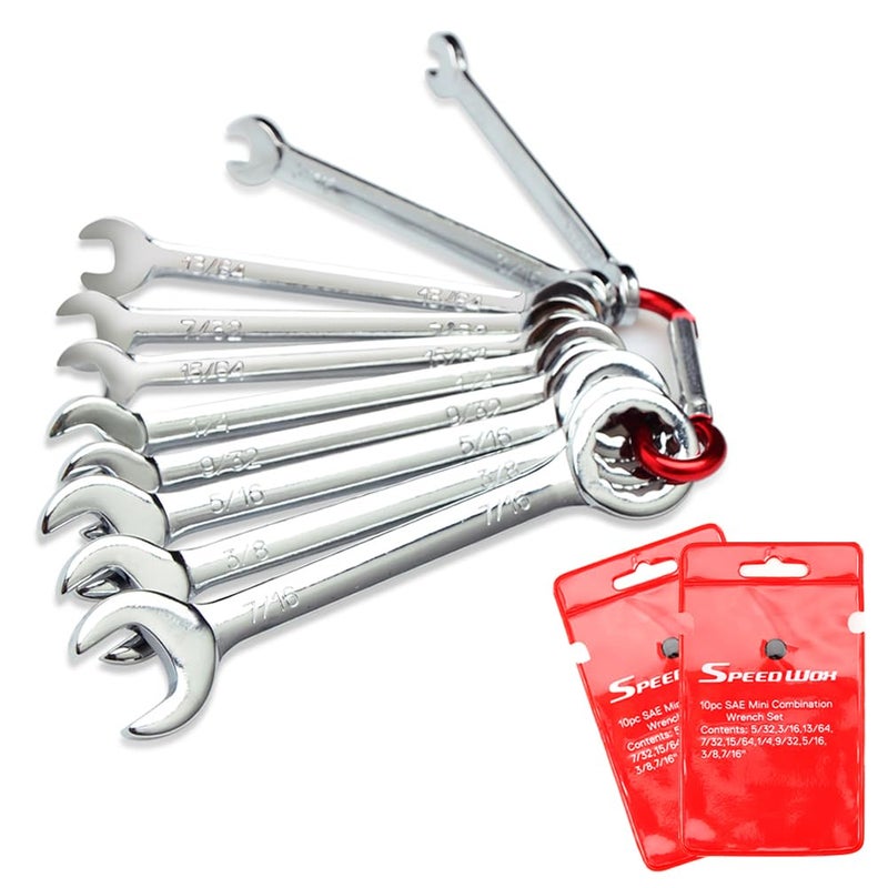SPEEDWOX Mini SAE Wrench Set, 10-Piece, Open/Box End, Made of High Carbon Steel, Heat Treated for Strength and Durability - Image 1
